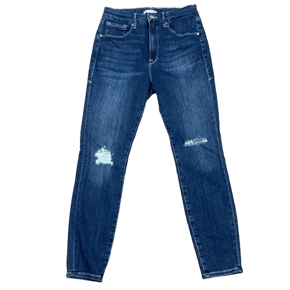 Good American Good Waist Distressed Skinny Ankle Jeans